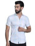 Indian Needle Blue Checked Half Sleeve Cotton Shirt For Men (Blue, Xl)
