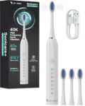 Dr Vaku® Sonicare+ Electric Toothbrush For Men Woman Adults Sonic With 6 Modes, 4 Brush Heads, 60-Day Battery Backup, Rechargeable & Ipx7 Waterproof Automatic Power Best Electrical Tooth Brush- White