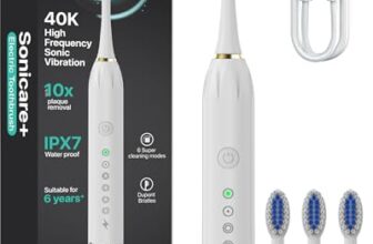 Dr Vaku® Sonicare+ Electric Toothbrush For Men Woman Adults Sonic With 6 Modes, 4 Brush Heads, 60-Day Battery Backup, Rechargeable & Ipx7 Waterproof Automatic Power Best Electrical Tooth Brush- White