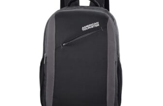 American Tourister Martt+ 02, 30L Laptop Backpack, Office Bag, Backpack Bag For Man And Women With Rain Cover, Ergo Back And Air Groove, Black/Grey