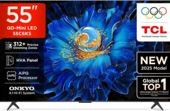 Tcl C6Ks 139 Cm (55 Inch) Ultra Hd (4K) Mini Led Smart Google Tv 2025 Edition With High Hdr Brightness | 312+ Dimming Zones | Aipq Processor | Dolby Vision- Atmos 40 W | Onkyo 2.1 Hi-Fi System | Imax Enhanced(55C6Ks)