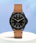 Tommy Hilfiger Ncth1791906 Tommy Hilfiger Black Dial Brown Leather Strap Analog Watch  – For Men