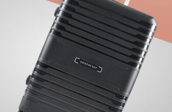 Aristocrat 8W Strolly Large 360 Black Check-In Suitcase 8 Wheels – 20 Inch