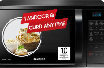 Samsung 28 L Curd Making, Pre Heat, Eco Mode, Power Defrost, Auto Cook Convection Microwave Oven(Mc28A5013Ak, Black)