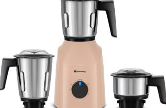Atomberg Xiana | Coarse Mode For Silbatta-Like Textures | 750 W Mixer Grinder(Powerful Intelligent Motor | Easy Fault Led Indication | 3 Jars | Peach Blossom)