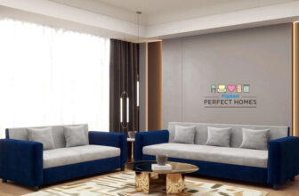 Flipkart Perfect Homes Crete Fabric 3 + 2 Sofa Set(Blue & Grey, Diy(Do-It-Yourself))