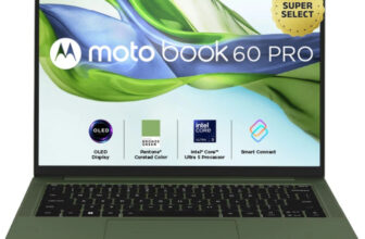 Motorola Motobook 60 Pro Full Metal Oled Ai Pc Intel Core Ultra 5 225H – (16 Gb/512 Gb Ssd/Windows 11 Home) 83Ny000Cin Thin And Light Laptop(14 Inch, Pantone Bronze Green, 1.39 Kg, With Ms Office)