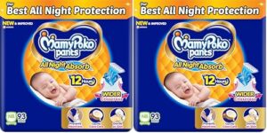 MamyPoko Pants All Night Absorb Baby Diapers, Newborn/X-Small (NB/XS), 96 Count, Upto 5kg (Pack of 2)