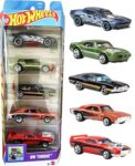 Hot Wheels Car 2026 HW Torque Pack of 5 (72 Ford Gran Torino Sport, Rivited, 69 Dodge Charger 500, Custom 67 Pontiac Firebird, Muscle Bound) Multi – Color