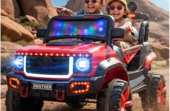 Toyzone Panther Electric Jeep (Red) | 12V Rechargeable Ride on with 5Ah Battery | Music Player with BT, USB & AUX | Smooth Acceleration | 6M Battery Warranty | Age 3-10 Years, Upto 50 kg