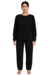 KOTTY Women’s Coral Fabric Zinc Black Winter Set (Black,L)-KTTWINTERSET165L