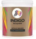 Indigo Metallic Emulsion Platinum Series – Sparkling Metallic Texture Wall Paint | Water-Based | Anti-Fungal & Algae Resistant | Interior & Exterior Use | 10 L Gold
