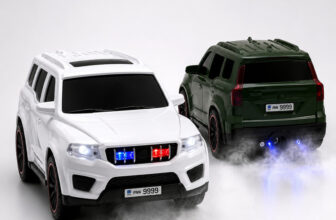 Pick N Nick Toys Scorpio N R/C Suv Car Toy 1:18 With Smoke, Police Lights, Siren, Music On/Off(White, Black)