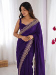 Kridhrish Clothing Embroidered Bollywood Art Silk Saree(Multicolor)