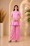 Kachhot Girls Festive & Party Kurta And Palazzo Set(Pink Pack Of 1)