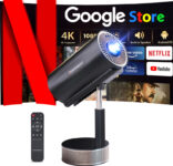 CrossBeats Lumex Pro Smart 4k Ultra HD, Native 1080P, (14000 lm / 1 Speaker / Wireless / Remote Controller) Portable Android 13 Built-in Apps Netflix, Prime, 300″ Wide Display Projector(Black)