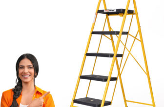 Prohome 5 Step Steel Ladder For Home With Anti Skid Shoes Steel Ladder(With Platform)