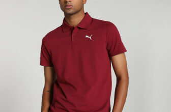 Puma Solid Men Polo Neck Red T-Shirt