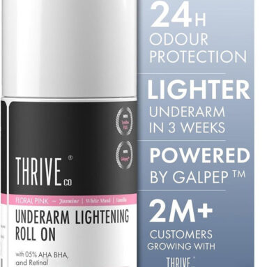 Thriveco Underarm Lightening Roll-On | Floral Pink Fragrance | 5%Aha Bha,48H Odor Control Deodorant Roll-On  –  For Men & Women(40 Ml)