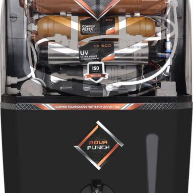 Kinsco Aqua Punch 15 L RO + UV + UF + Copper + TDS Control Water Purifier with Prefilter(Black)