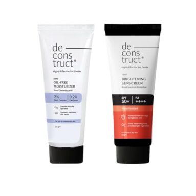 Deconstruct Hydration & Brightening Combo: Oil-Free Moisturizer & Brightening Sunscreen Spf 50+ | Get Glowing Skin With Sun Protection| Moisturizer For Oily Skin| No White Cast & Lightweight | Pack Of 2