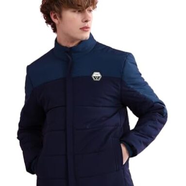 The Indian Garage Co Polyester Men’S Jacket (1222-Jkt83-1_Airforce Blue_L), Standard Length