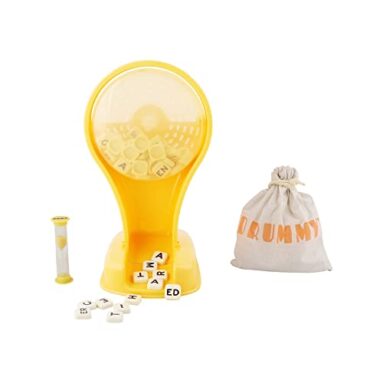 Plex Drummy Word Spin Scrabble Board Game – | 100 Tiles With Alphabets & Combinations Letters | Indoor/Outdoor | Child Safe | Non-Toxic | Educational Toy | Word Game | Sand Timer | 6+ Years