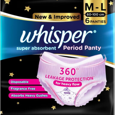 Whisper Super BindazZ night Absorbent Period Panty, 6 M-L Sanitary Pad