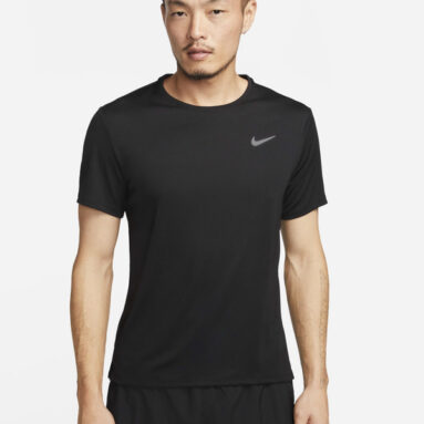 Nike Self Design Men Round Neck Black T-Shirt
