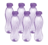 Milton Oscar, Pack Of 6 Water Bottles, 1 Litre Each, Reusable Plastic Fridge Bottle Set, Bpa Free And Leak Proof Bottles For Travel, Work, Purple