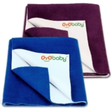 Oyo Baby Waterproof Baby Bed Protector Dry Sheets For New Born Babies | Reusable Mats | Cot & Bassinet Gift Pack (Royal Blue + Plum),Small (70Cm X 50Cm)