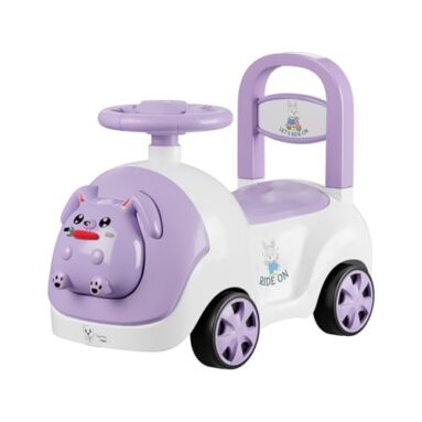 Lifelong Bunny Manual Push Ride-On Toy Car With Back Support For Boys & Girls 1-4 Years, Distraction-Free, Non-Musical, Easy Installation, 50Kg Capacity, Steering Wheel, Storage, Indoor Outdoor Fun