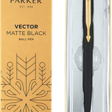 PARKER Vector Matte Black, Gold Trim Ball Pen(Ink Color – Blue)