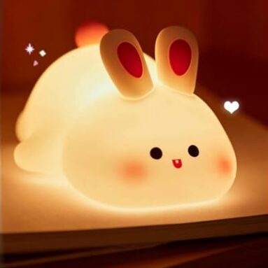 Ankri Cute Night Light Led Squishy Novelty Animal Night Lamp Touch Sensor 3 Level Dimmable Nursery Nightlight For New Born Toddler Baby Room Kids Room Decore (Rabbit)