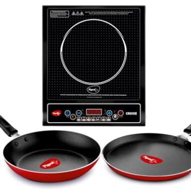 Pigeon By Stovekraft Cruise 1800 W Induction Cooktop (Push Botton, Black) With Ib Fry Pan 240Mm & Ib Tawa 250Mm | 1 Yr Warranty