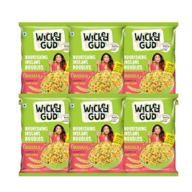 Wickedgud Nourishing Masala Instant Noodles, Pack Of (69 Gm X 6)| Healthy Noodles | Whole Wheat | Whole Wheat | No Maida | No Palm Oil | No Added Msg |Source Of Protein | High Fibre | Cholesterol Free