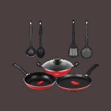 Pigeon Mio Gift Set Non-Stick Coated Cookware Set(Aluminium, 8 – Piece)