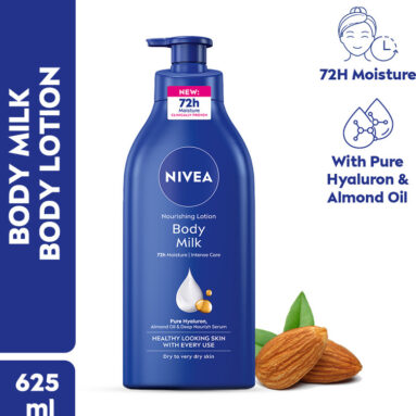 Nivea Nourishing Body Milk With 72H Moisture, Hyaluron & Almond Oil(625 Ml)