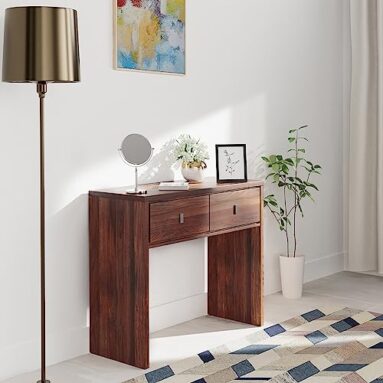 Amazon Brand – Solimo Krestel Engineered Wood Desk | Console Table | Dressing Table (2 Drawers With Knob Handle, Columbia Finish)
