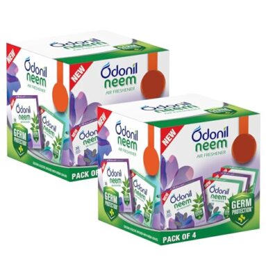 Odonil Bathroom & Toilet Air Freshener, Neem Mixed Fragrance Blocks – Jasmine, Lavender, Orchid, Rose, Long Lasting Fragrance, Lasts Upto 30 Days, Germ Protection, 384G (48G X Pack Of 8)
