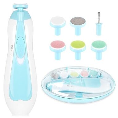 Melvis Electric Baby Nail Trimmer With Led Light | Gentle Nail Cutter & Filer For Newborn 0–6 Months | Adjustable Speed, Multiple Heads, Quiet Baby Grooming Kit