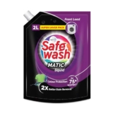 Safewash Front Load Matic Premium Liquid Detergent 2L Refill Pouch With Colour-Protect Technology | 2X Stain Removal | For All Types Of Fabrics