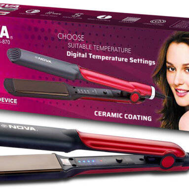 Nova Temperature Control Professional Nhs 870 Hair Straightener(Black/Red)