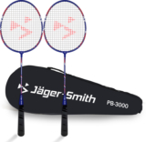 Jager-Smith Pb 3000 Combo With Full Cover Blue Strung Badminton Racquet(Pack Of: 2, 98 G)