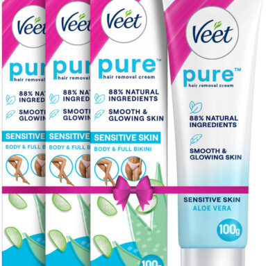 Veet Pure Hair Removal – Sensitive Skin Cream 100G,Set Of 3 Cream(300 G, Set Of 3)