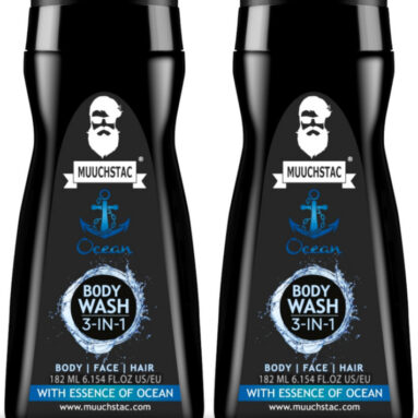 Muuchstac Ocean 3 In 1 Body Wash For Men, Shower Gel For Body, Face & Hair Wash(2 X 182 Ml)