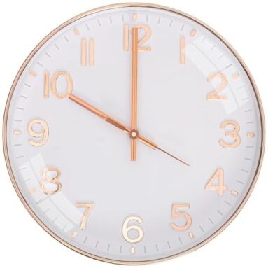 Tekcool Plastic Digital Wall Clock 12″ Silent Quartz Decorative Latest Non-Ticking Classic Clock Battery Operated Round Easy To Read For Room/Home/Kitchen/Bedroom/Office/School (Rose White)’