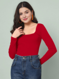 Navyankaa Casual Solid Women Red Top