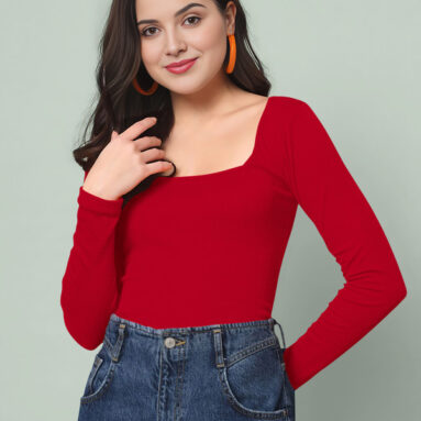 Navyankaa Casual Solid Women Red Top