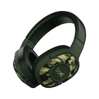 Boat Rockerz 558 Bluetooth Wireless Over Ear Headphones With Mic Upto 20 Hours Playback, 50Mm Drivers, Soft Padded Ear Cushions And Physical Noise Isolation(Army Green)